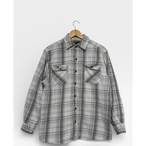 WindRiver Plaid Fleece Lined Button Shirt Jacket Adult Grey Size Medium Men’s